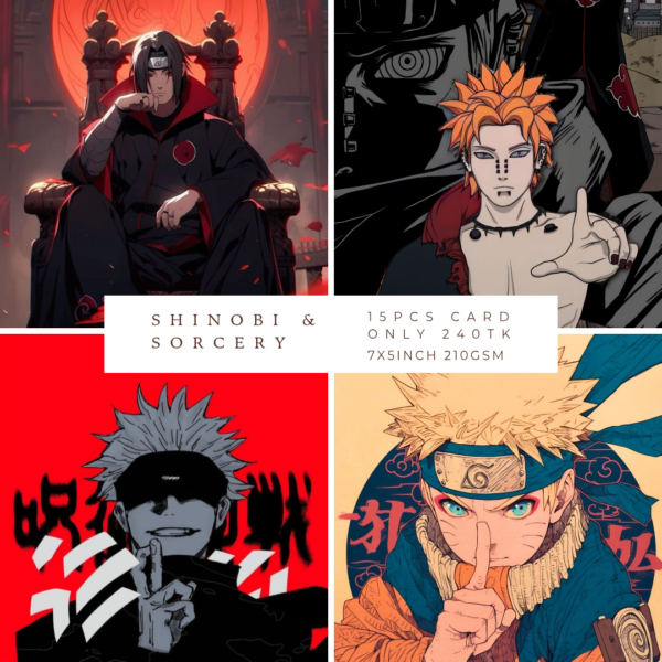 🌀 Shinobi & Sorcery Wall Poster Set – Naruto x Jujutsu Kaisen