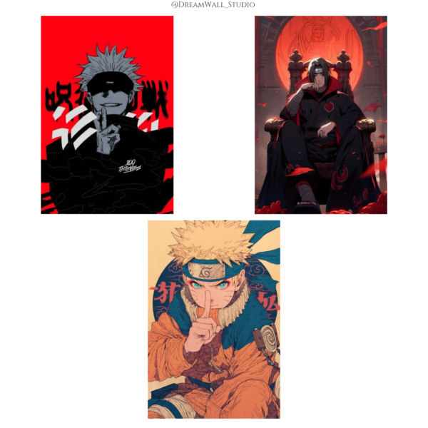 🌀 Shinobi & Sorcery Wall Poster Set – Naruto x Jujutsu Kaisen - Image 3