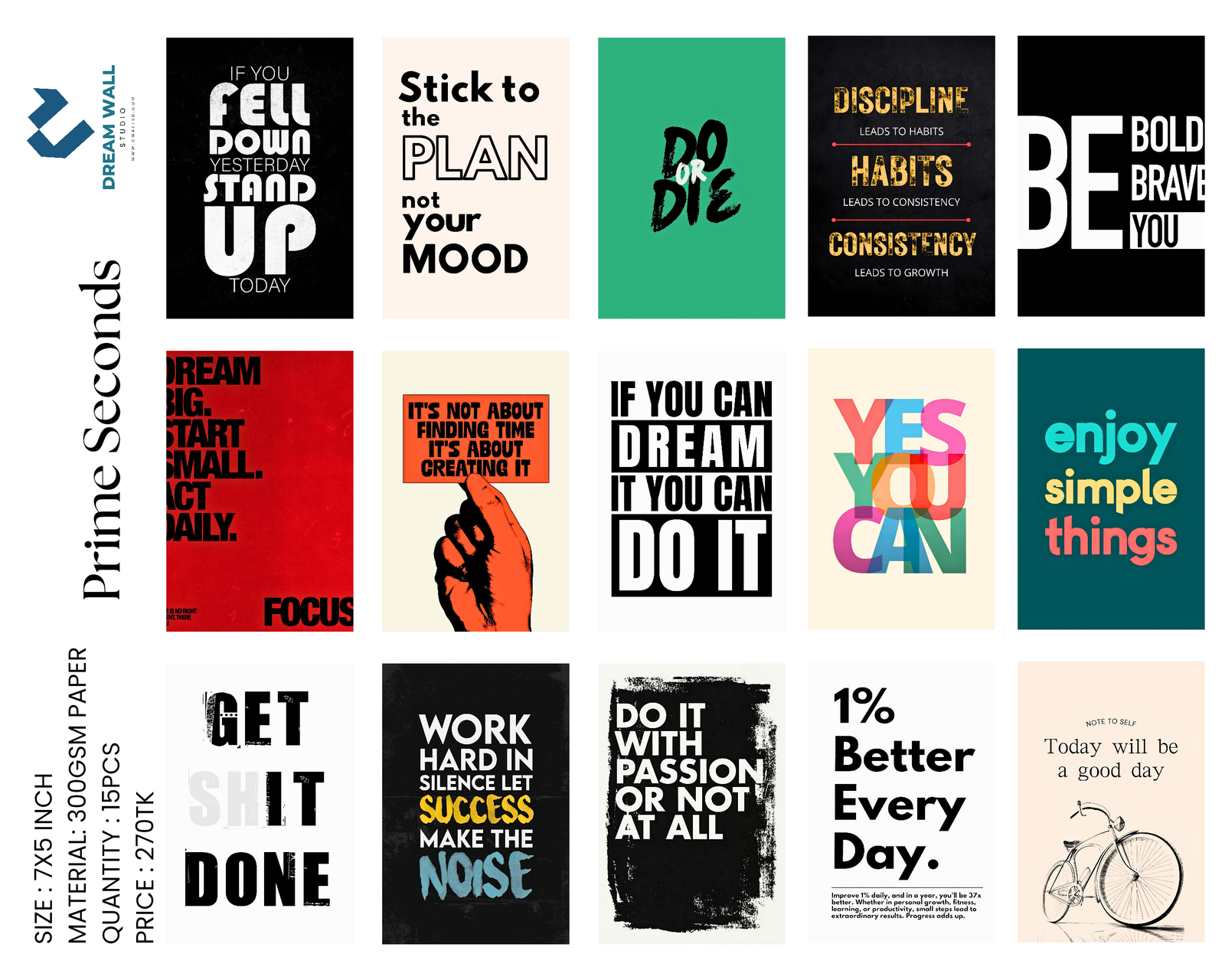 Prime Seconds – Motivational Poster Card Set