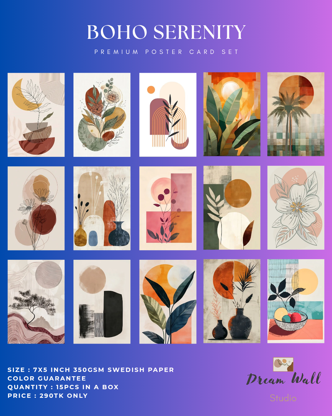 Boho Serenity Poster Card Set