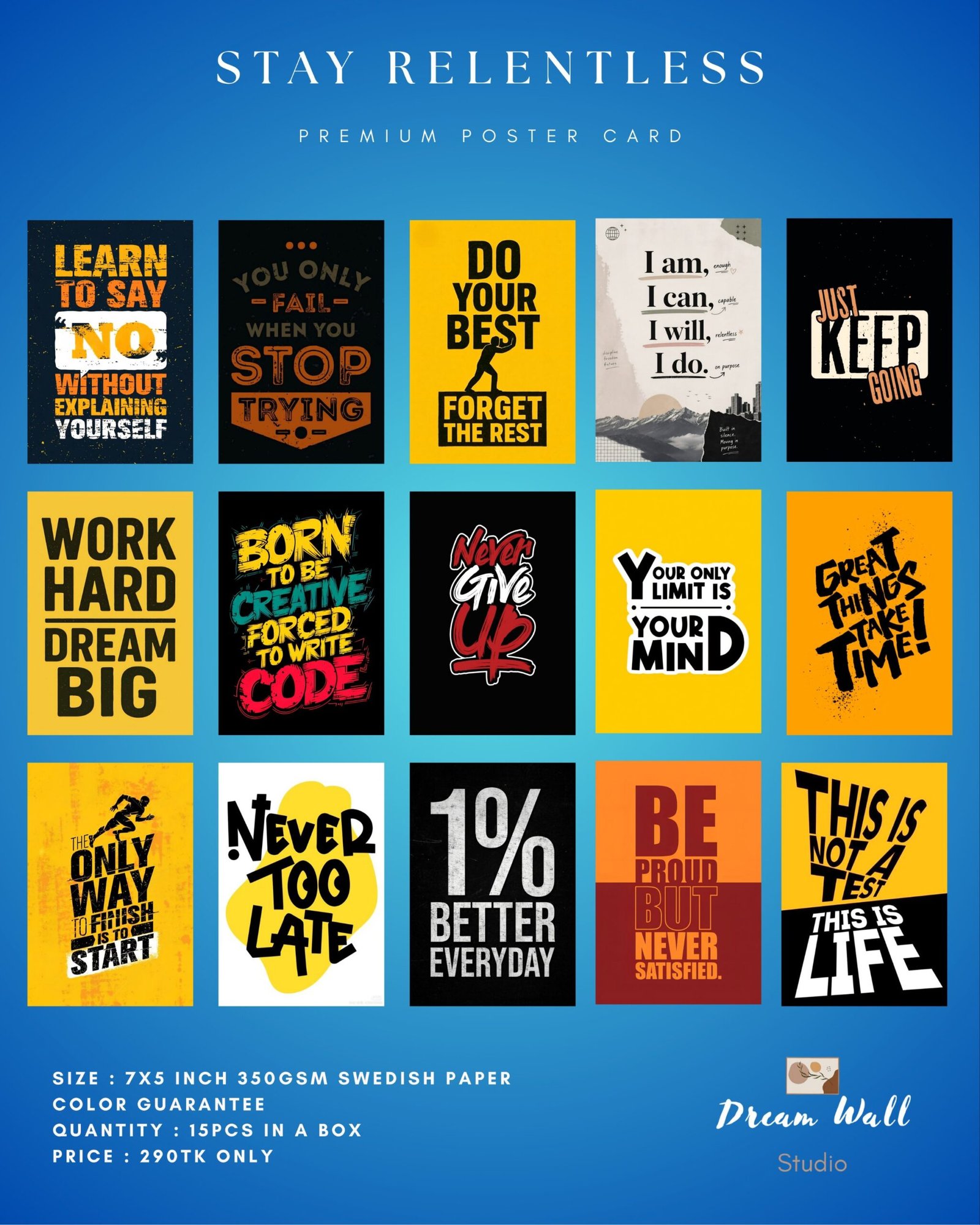Stay Relentless Poster Card Pack