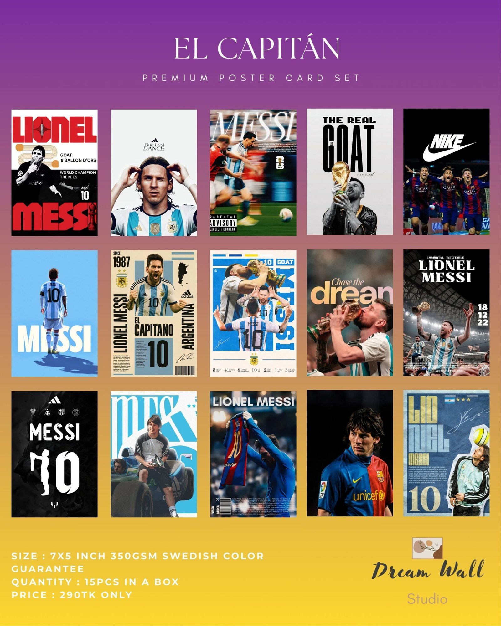 El Capitán Messi Poster Card Pack | 15 Pcs
