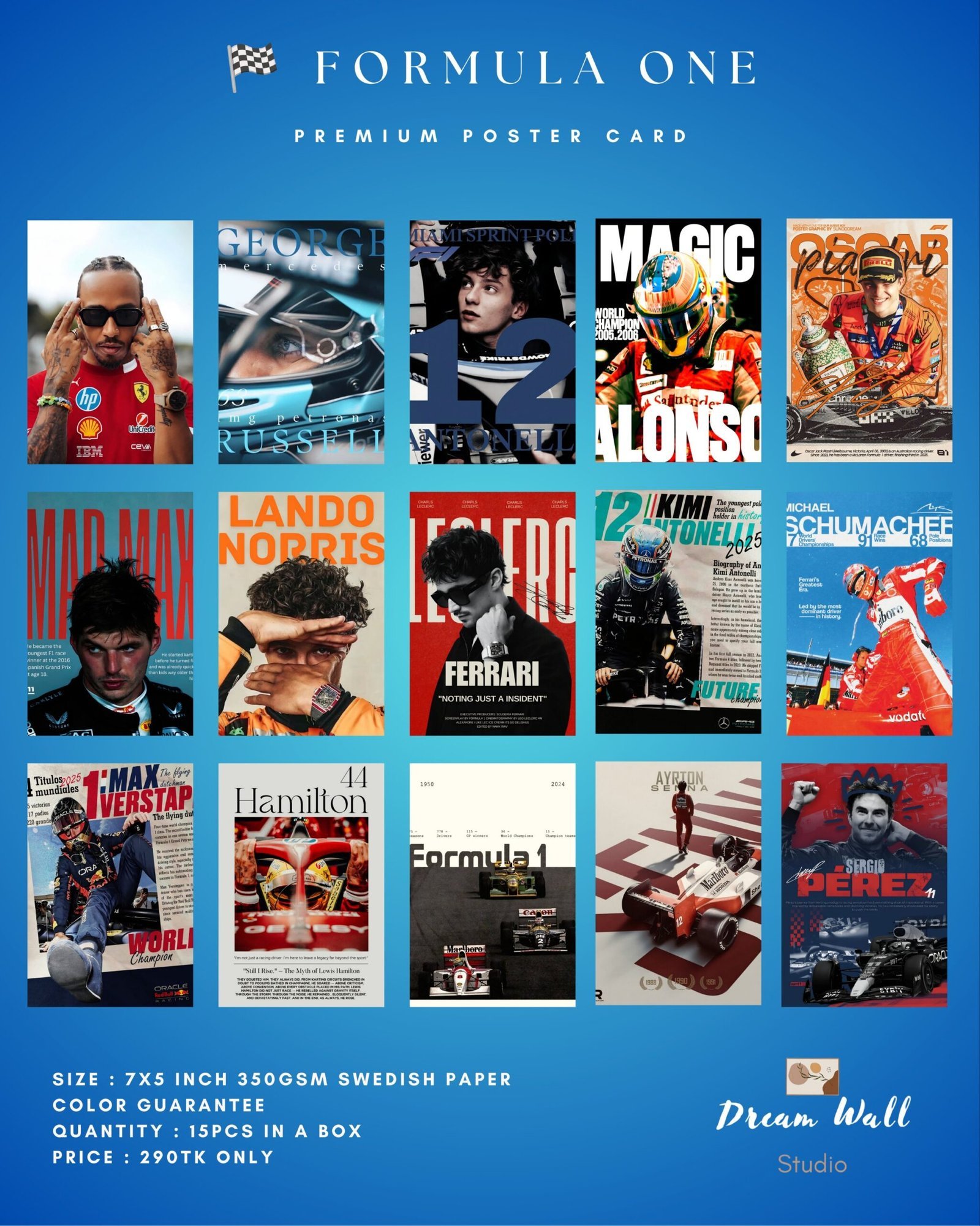 Formula One Poster Card Pack | 15 Pcs