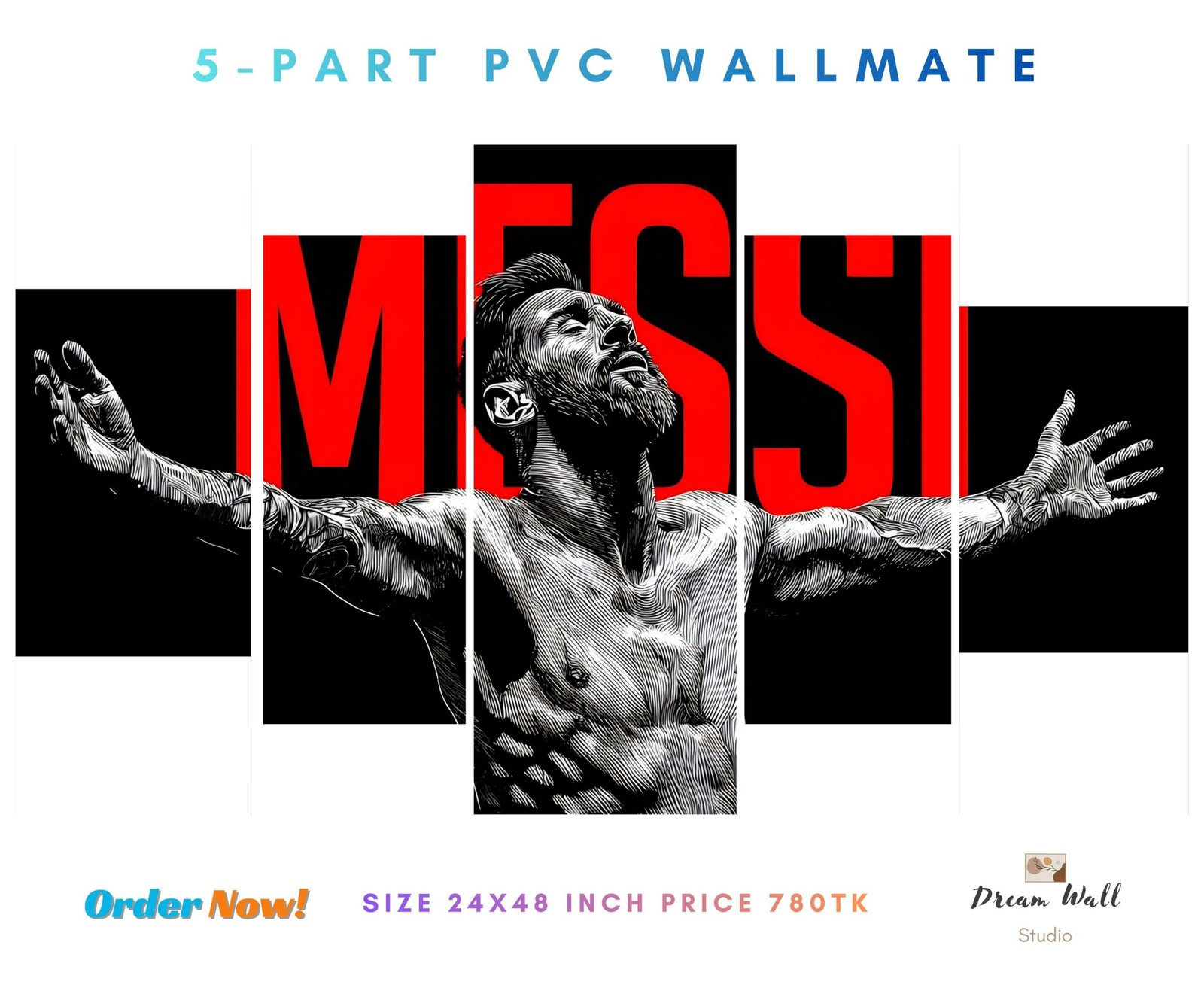 Messi WallMate – Premium 5-Part Wall Art 6 - Image 2