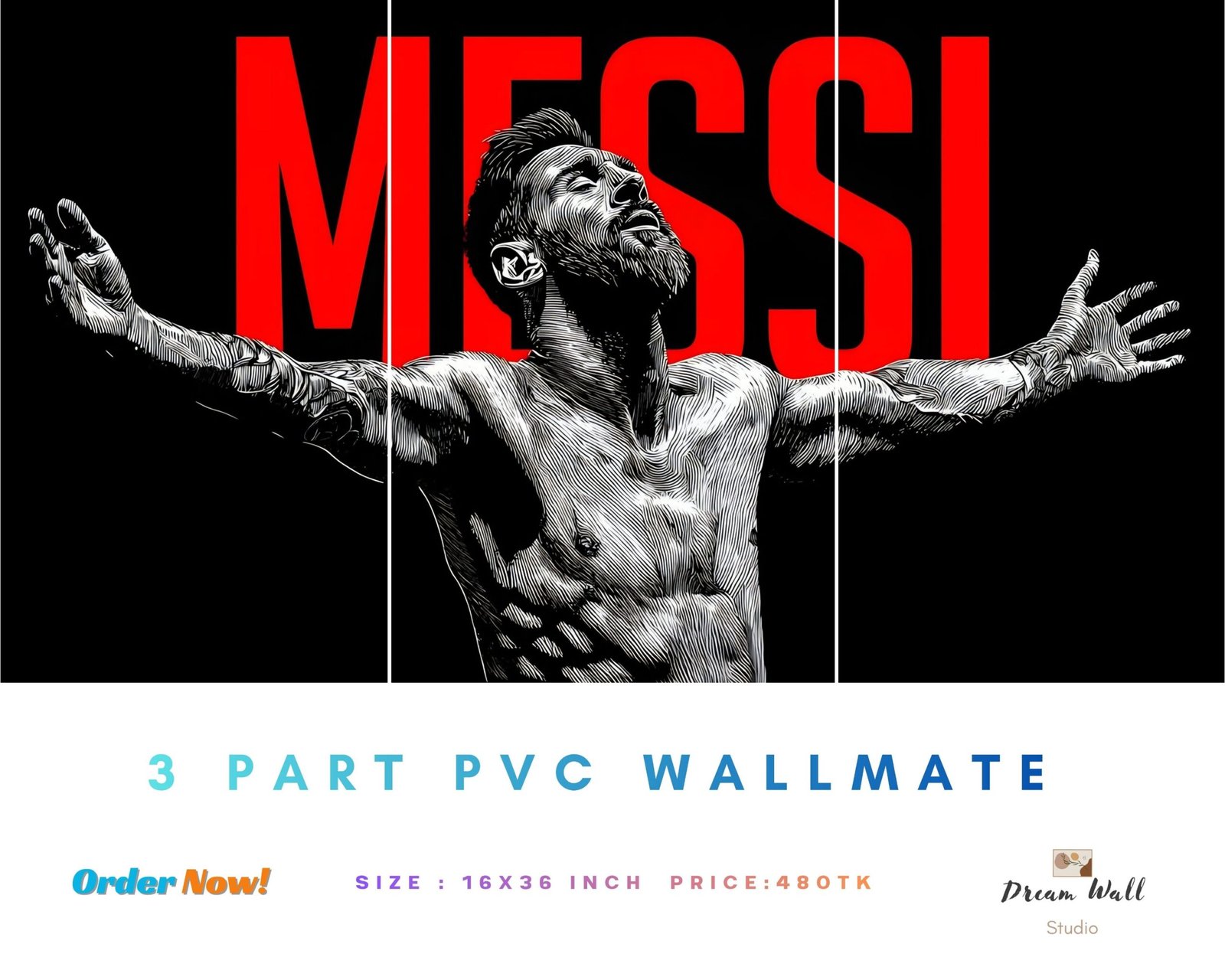 Messi WallMate – Premium 5-Part Wall Art 6