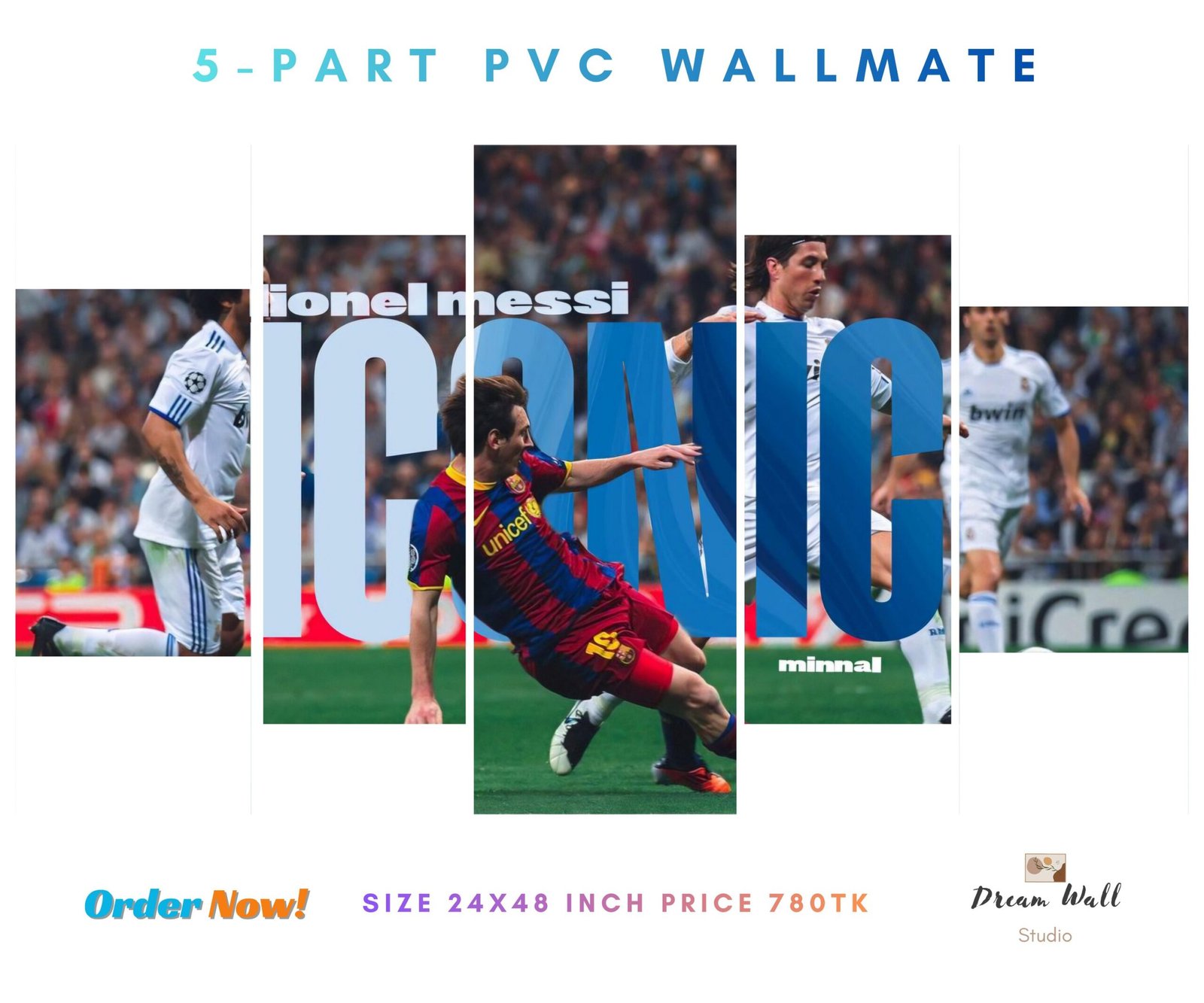 Messi WallMate – Premium 5-Part Wall Art 7 - Image 2