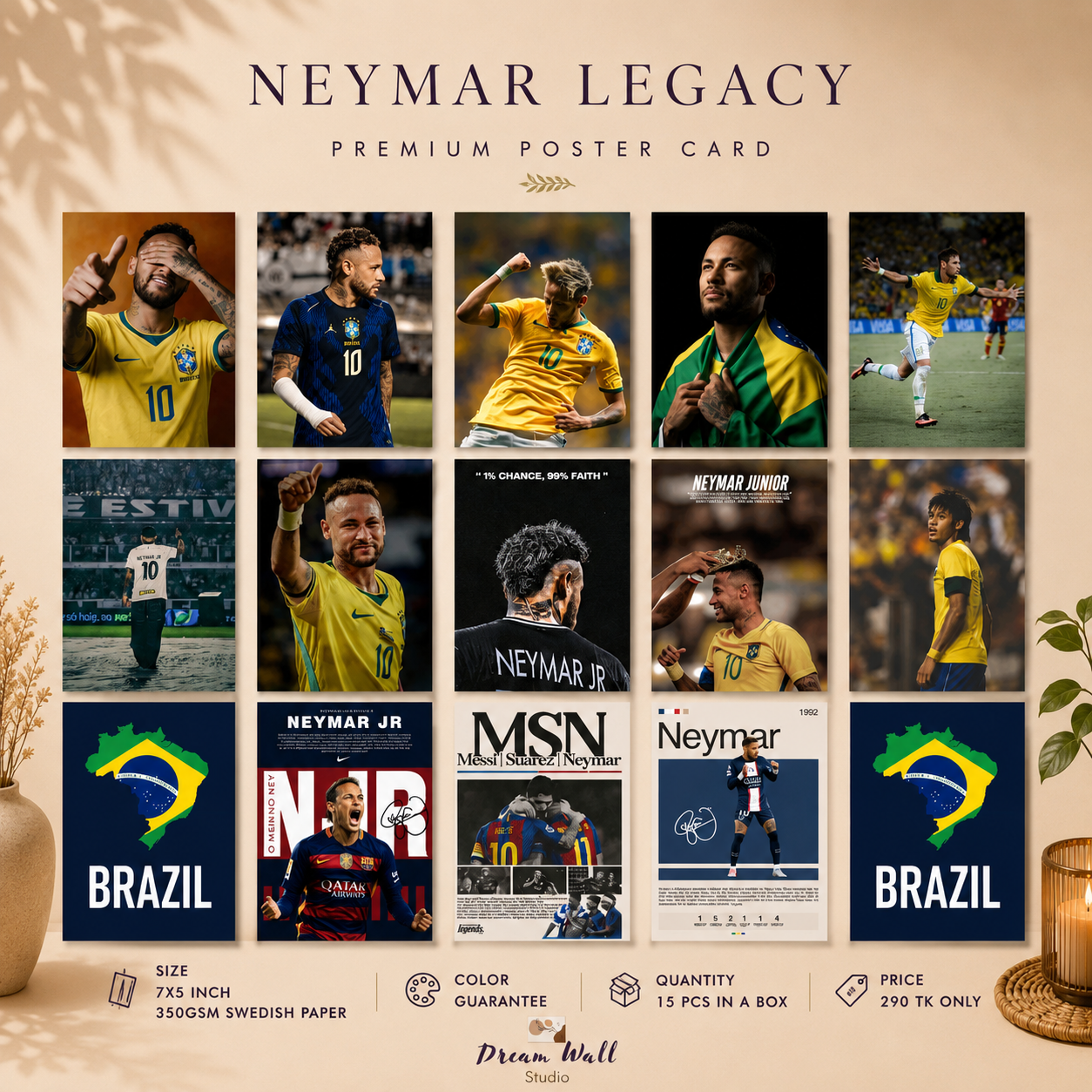 The Neymar Legacy Poster Card Pack | 15 Pcs