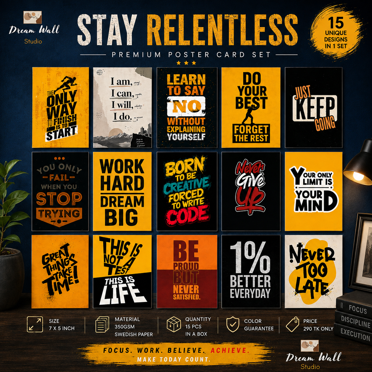Stay Relentless Poster Card