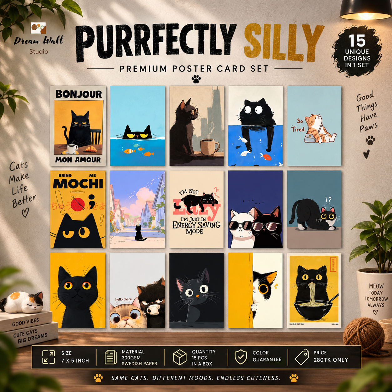 Purrfectly Silly Poster Card