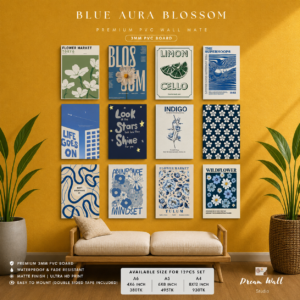 Blue Aura Blossom PVC Wallmate | 12 pcs Set