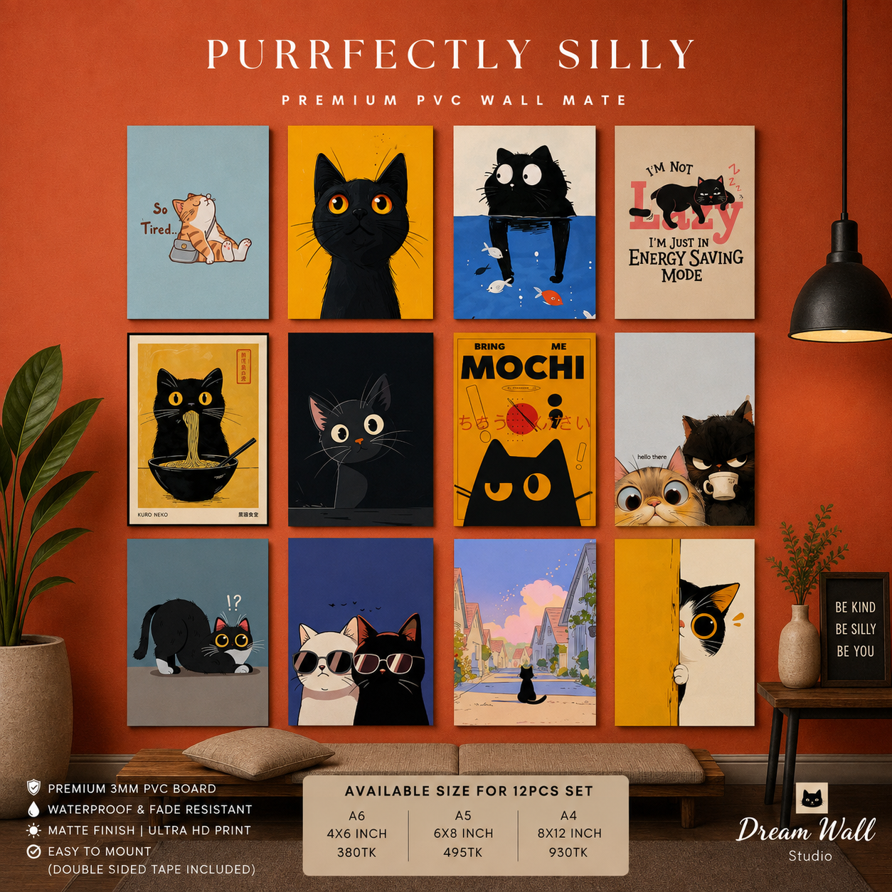 Purrfectly Silly PVC Wallmate | 12pcs set