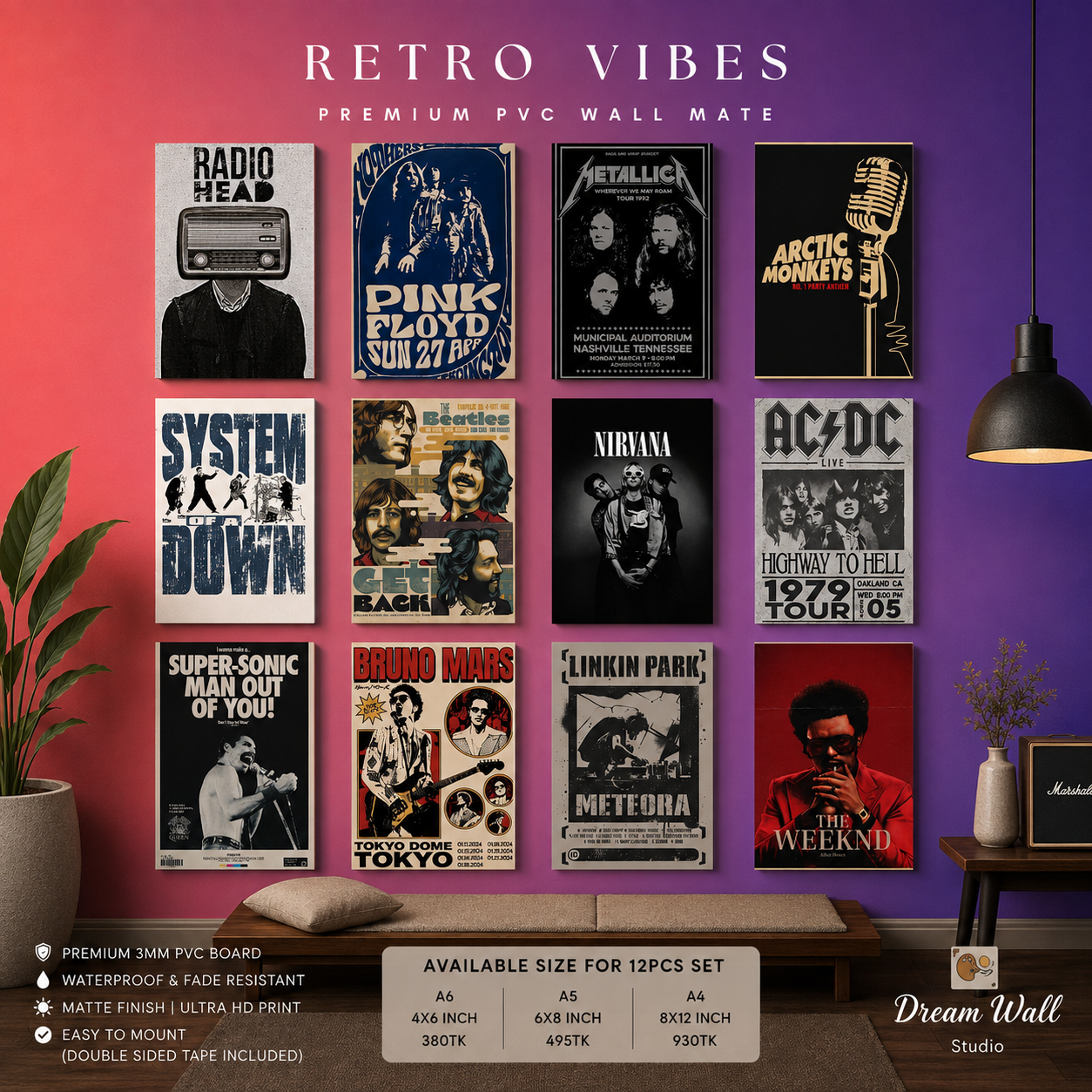 Retro Vibes PVC Wallmate | 12pcs set
