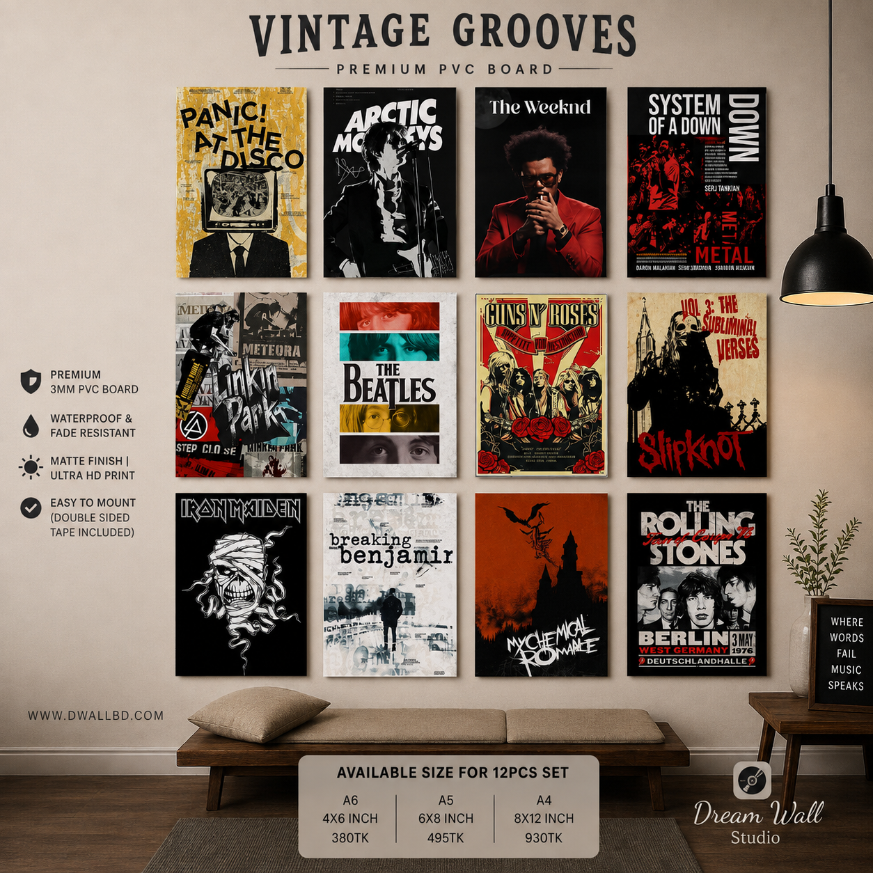 Vintage Grove PVC Wallmate | 12pcs set