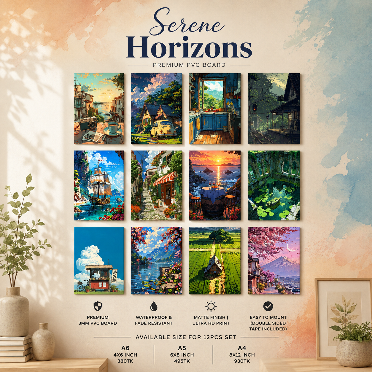 Serene Horizons PVC Wallmate | 12pcs set