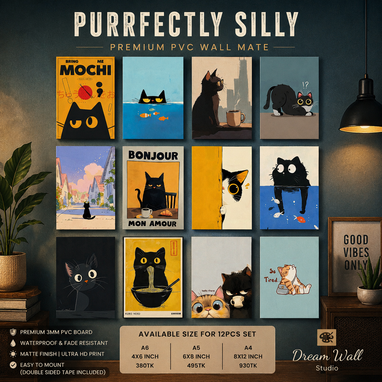 Purrfectly Silly PVC Wallmate | 12pcs set