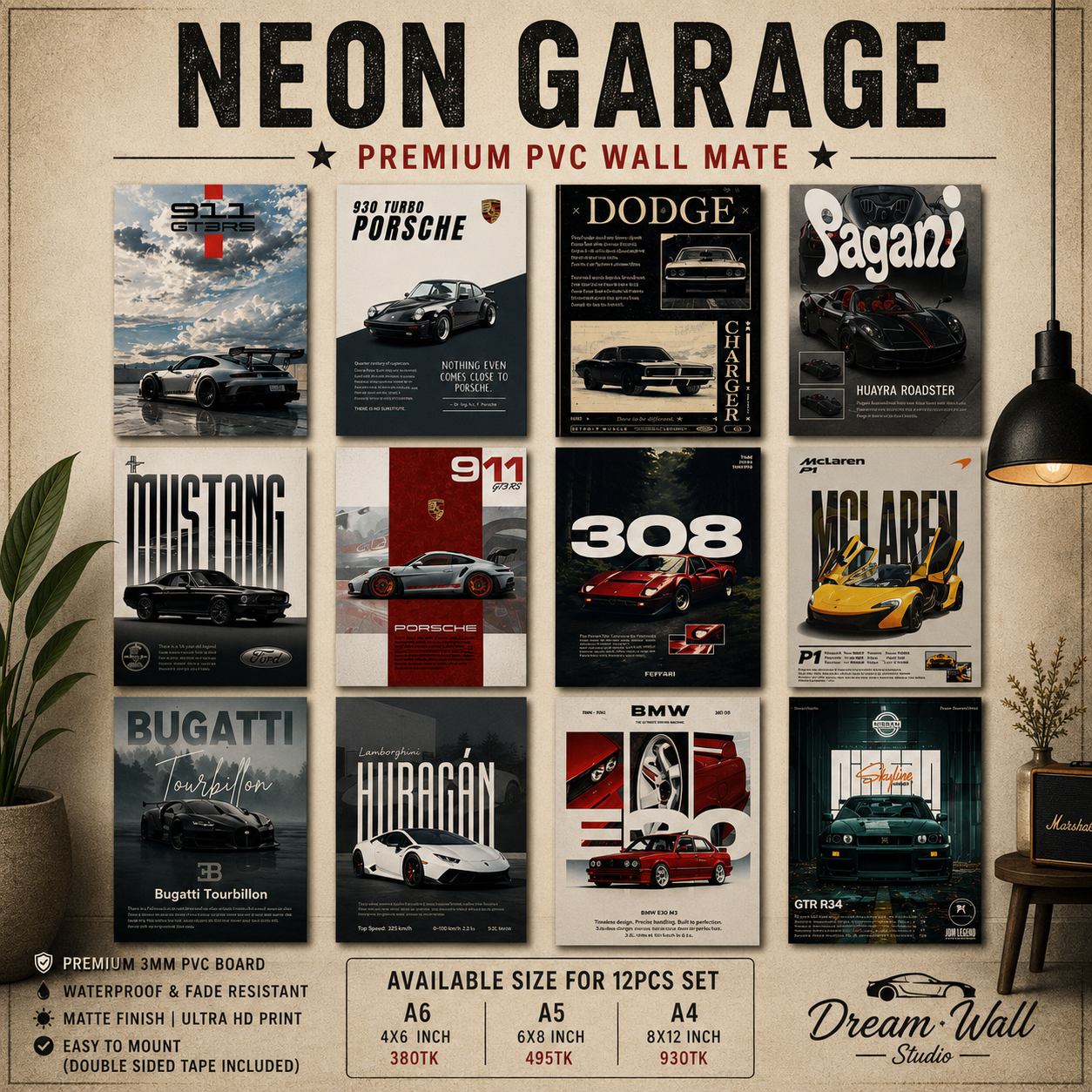 Neon Garage PVC Wallmate | 12pcs set