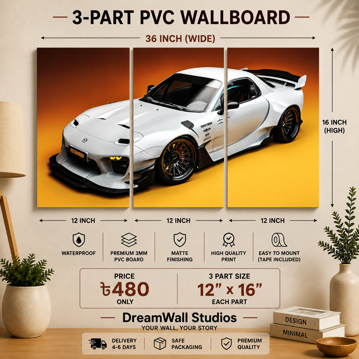 3 Part PVC Wallboard Set | Dream Wall Studio