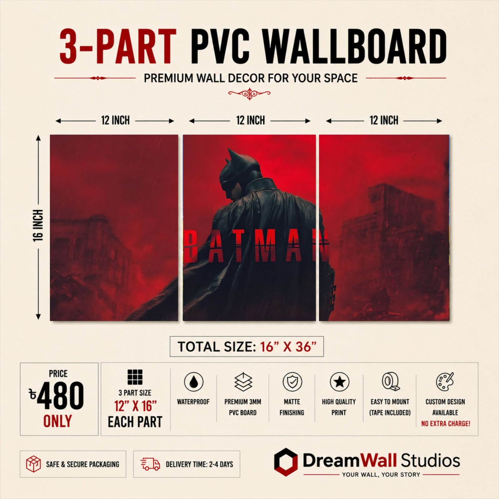 3 Part PVC Wallboard Set | Dream Wall Studio