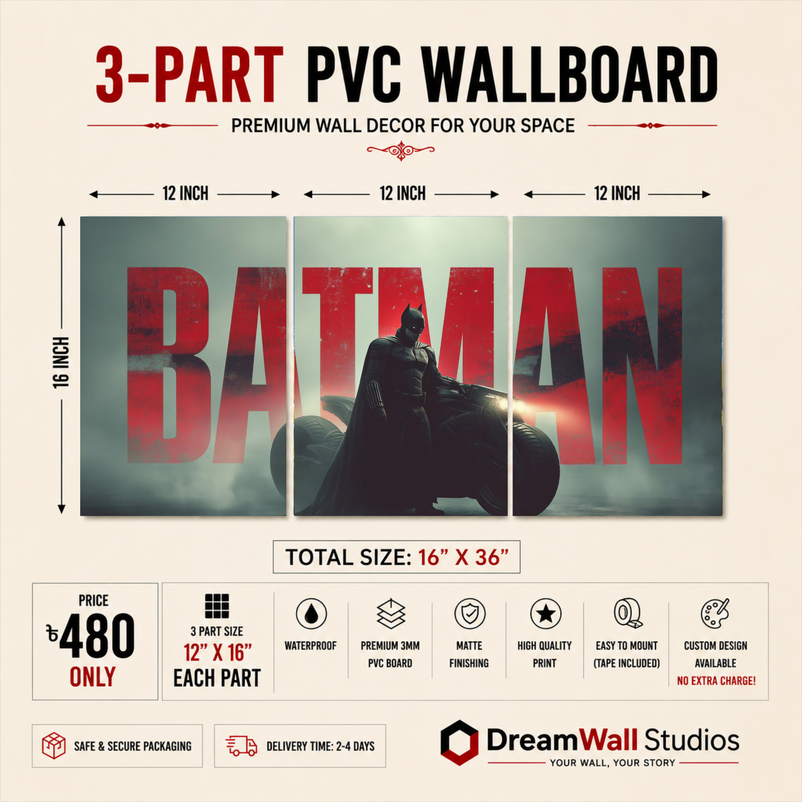 3 Part PVC Wallboard Set | Dream Wall Studio