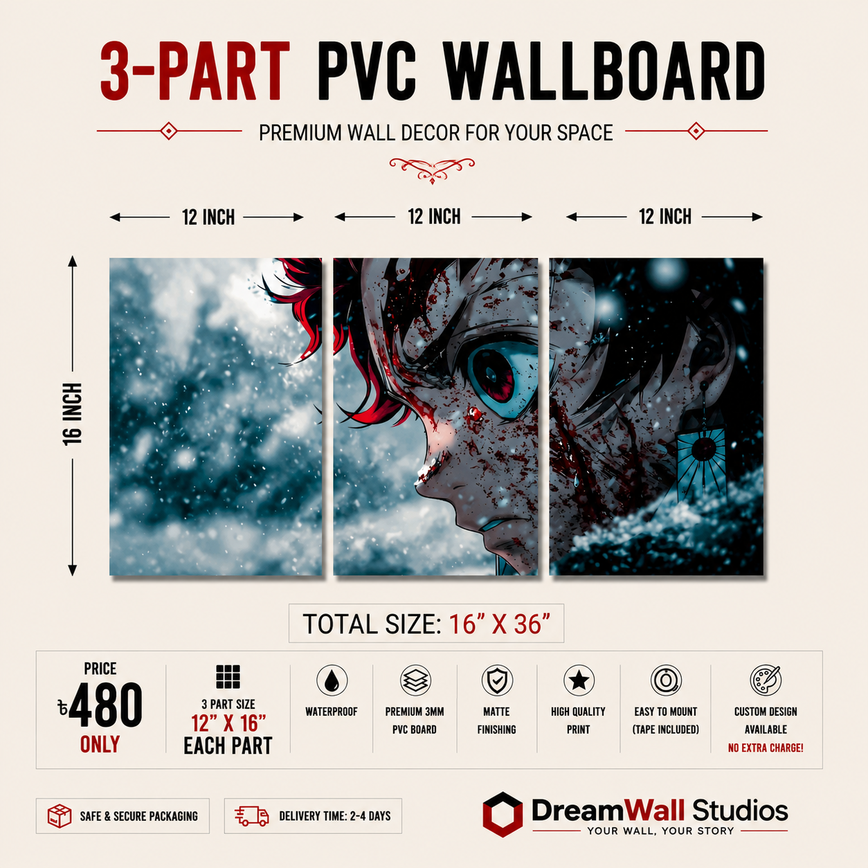 3 Part PVC Wallboard Set | Dream Wall Studio
