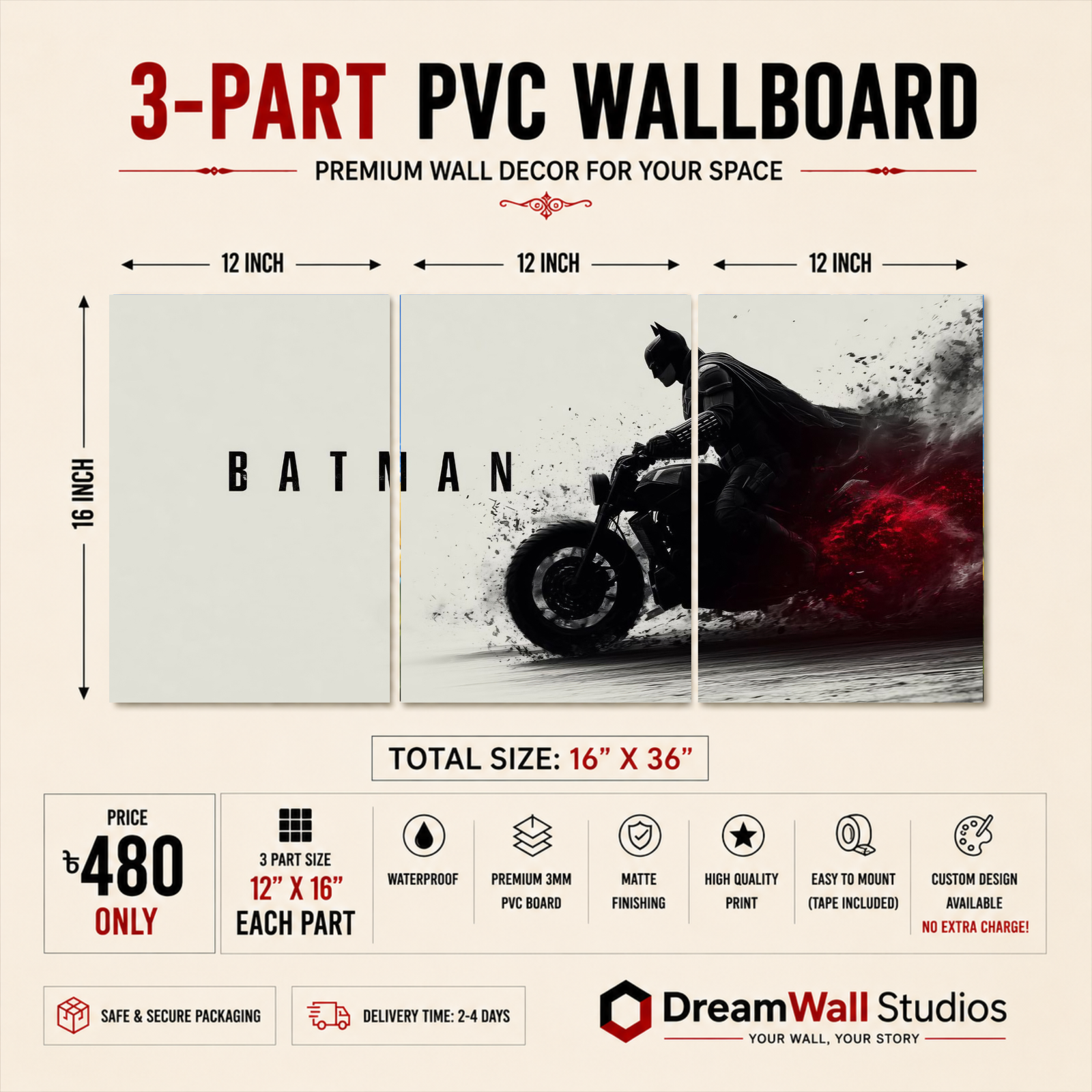 3 Part PVC Wallboard Set | Dream Wall Studio