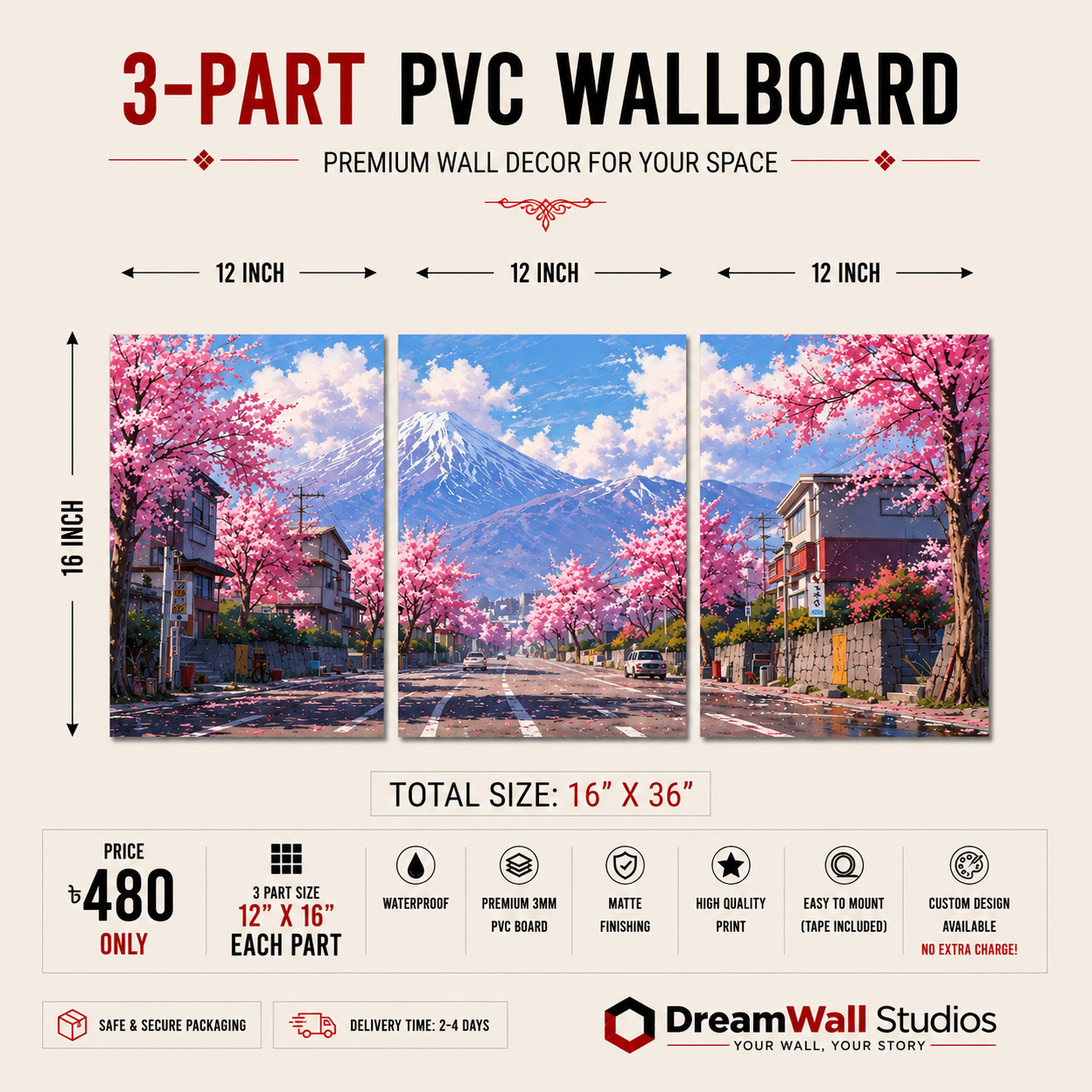 3 Part PVC Wallboard Set | Dream Wall Studio