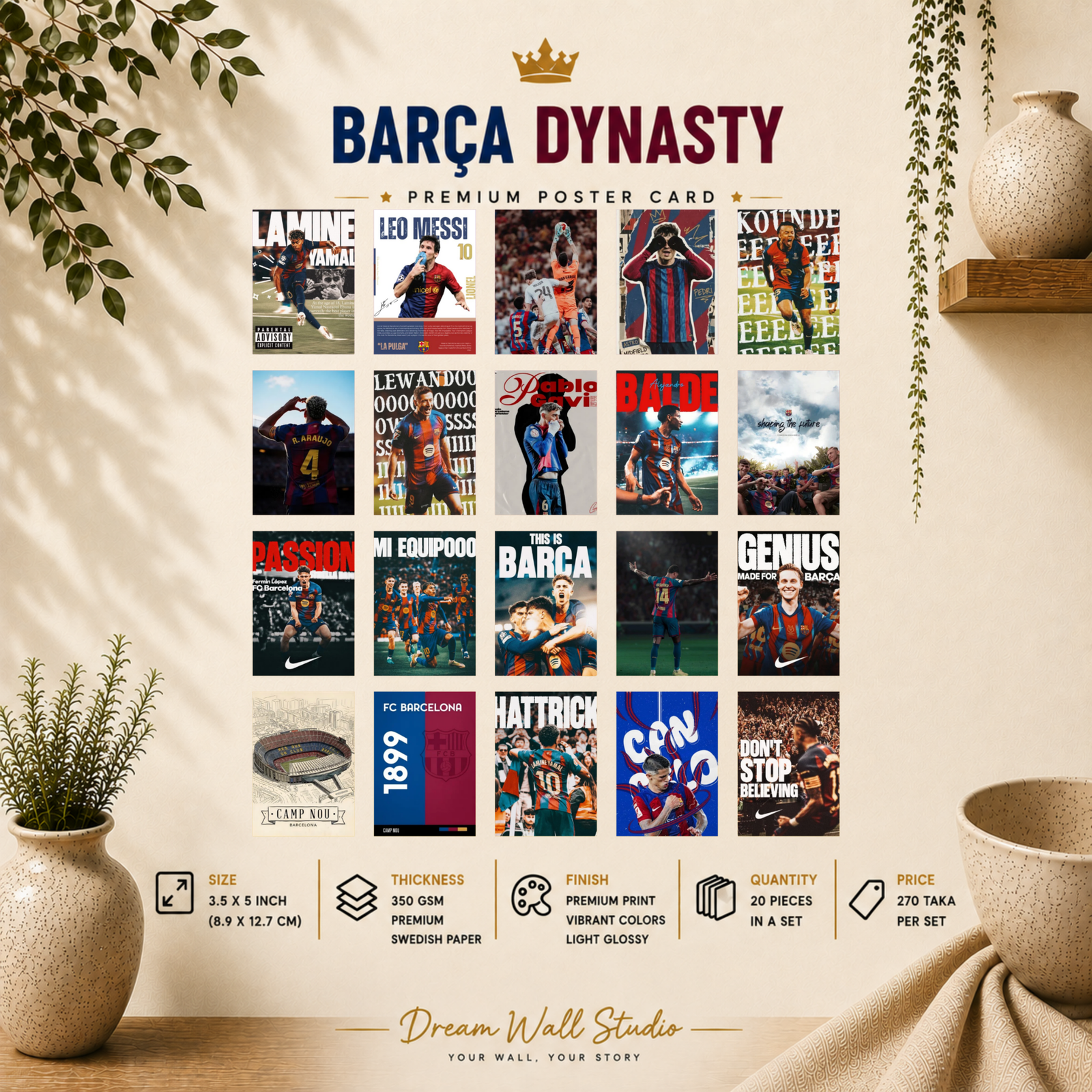 Barça Dynasty Mini Poster Card Pack | 20 Pcs