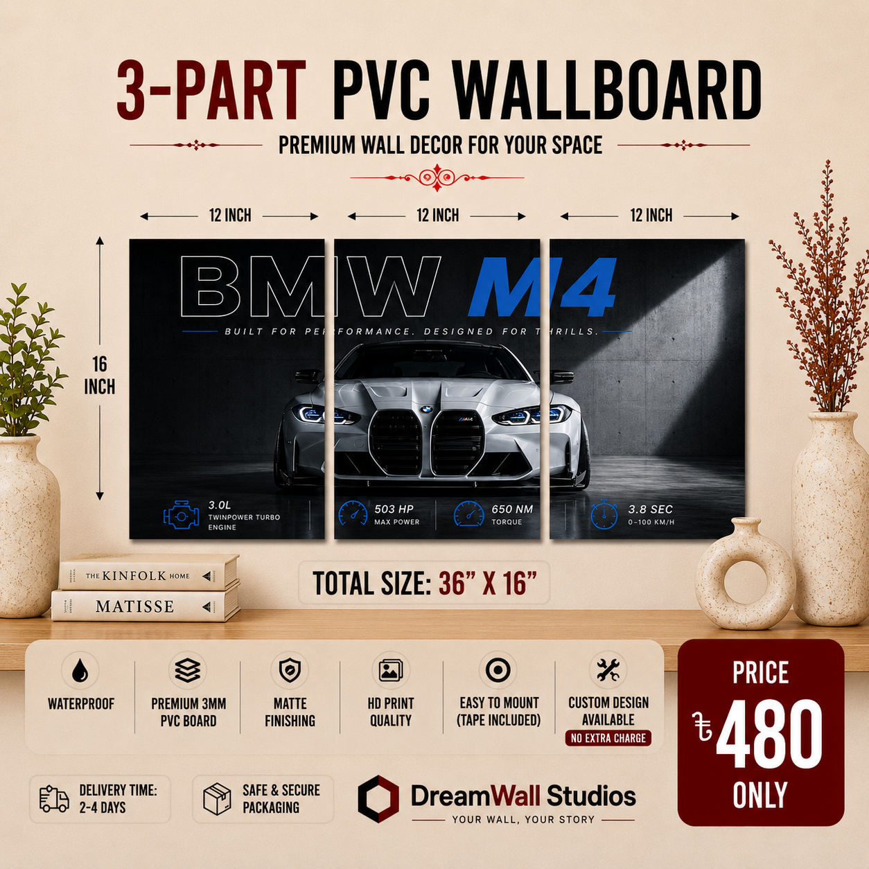 3 Part PVC Wallboard Set | Dream Wall Studio