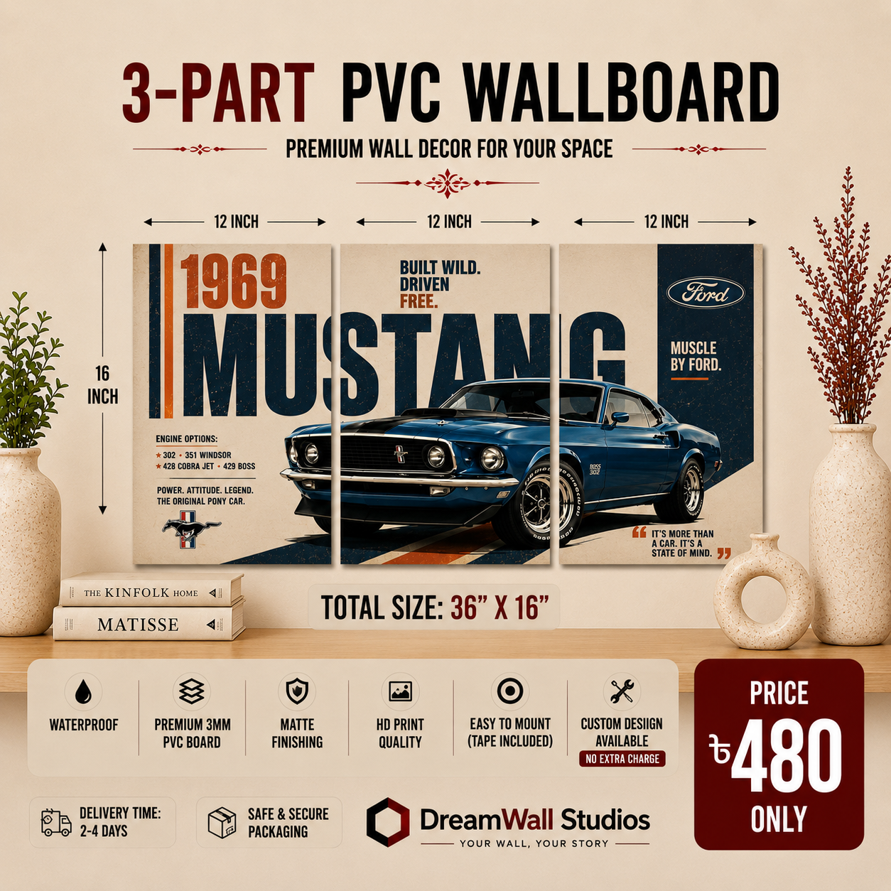 3 Part PVC Wallboard Set | Dream Wall Studio