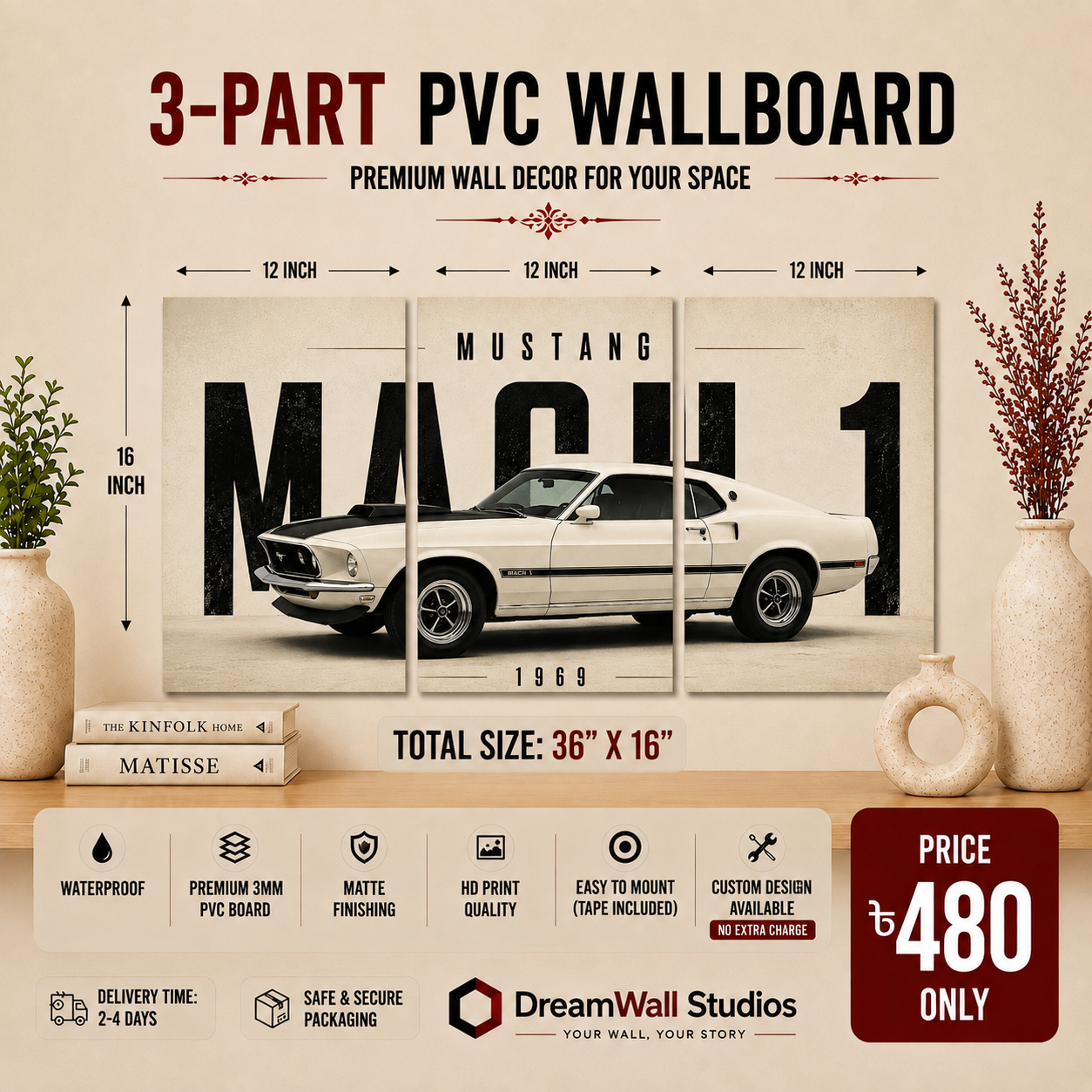 3 Part PVC Wallboard Set | Dream Wall Studio