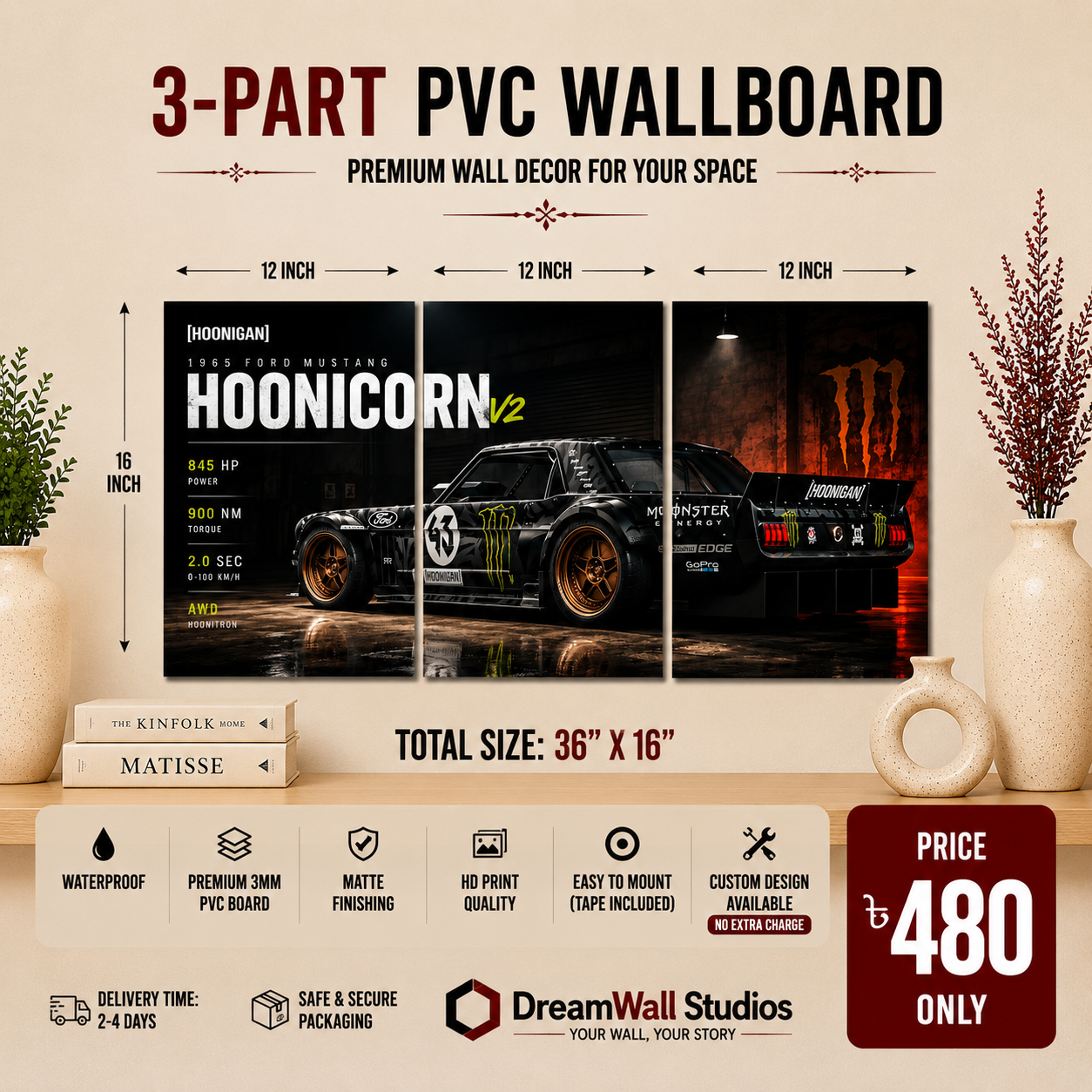 3 Part PVC Wallboard Set | Dream Wall Studio