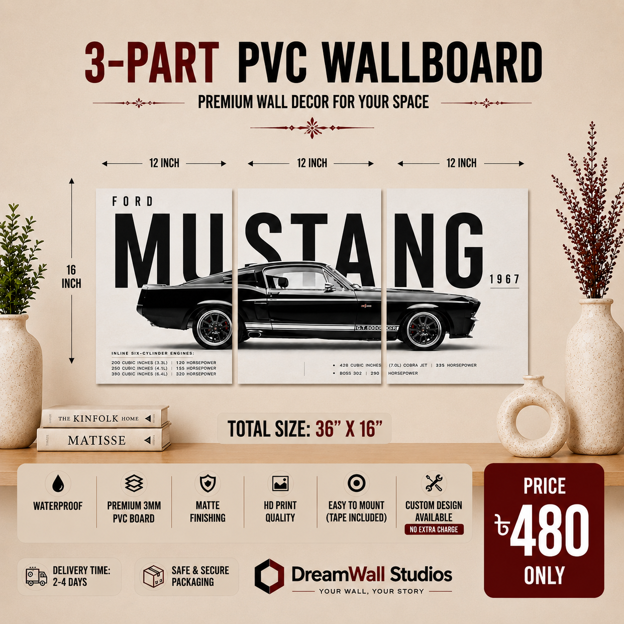 3 Part PVC Wallboard Set | Dream Wall Studio