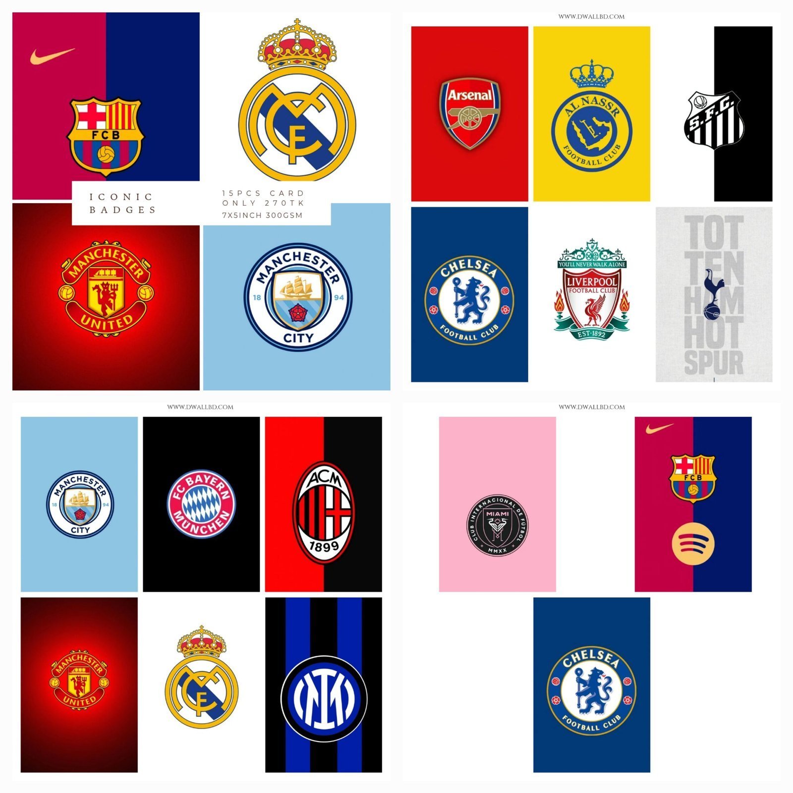 Iconic Football Club Logo Poster Card Set