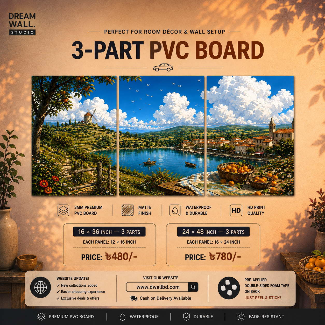 3 Part PVC Wallboard Set | Dream Wall Studio