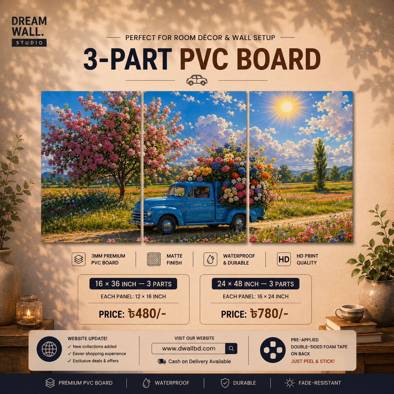 3 Part PVC Wallboard Set | Dream Wall Studio