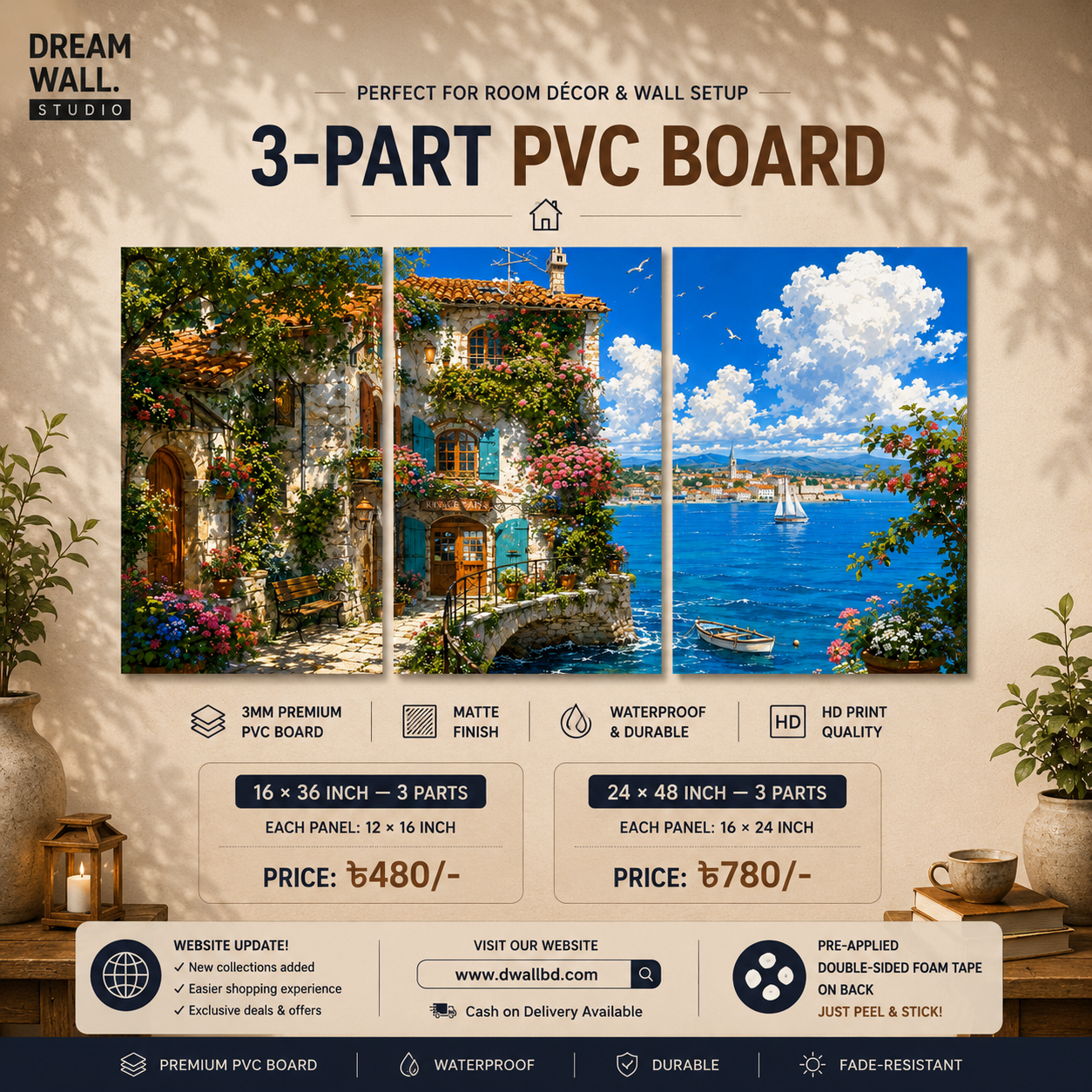 3 Part PVC Wallboard Set | Dream Wall Studio