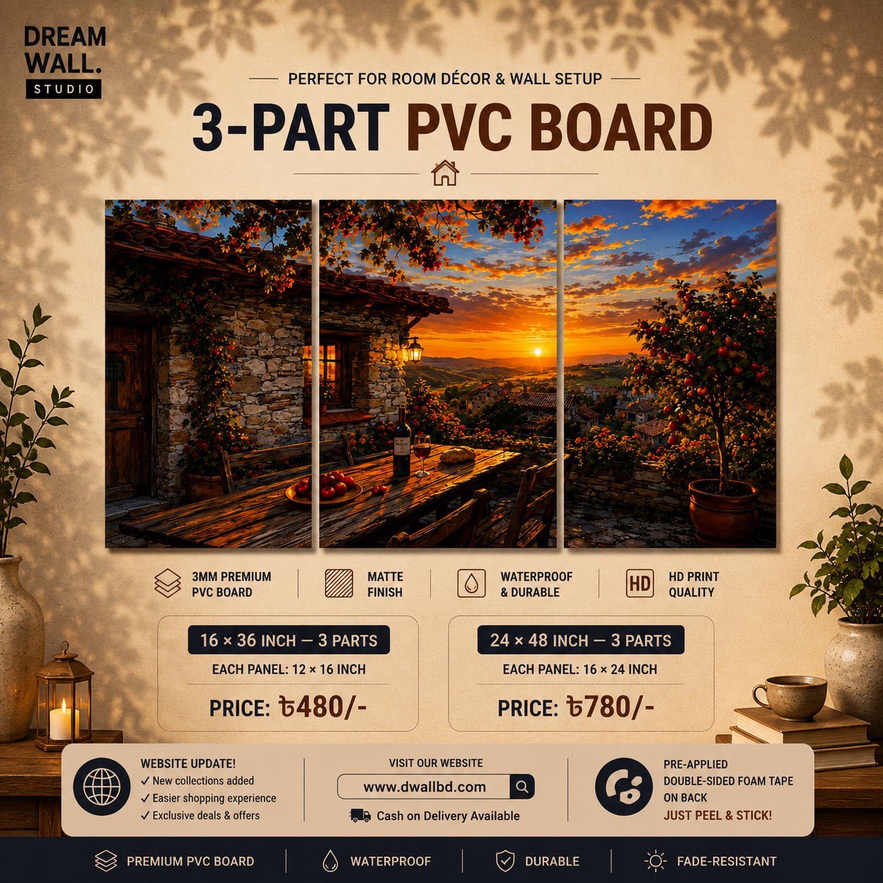 3 Part PVC Wallboard Set | Dream Wall Studio