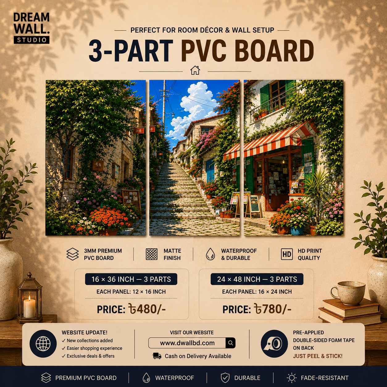 3 Part PVC Wallboard Set | Dream Wall Studio