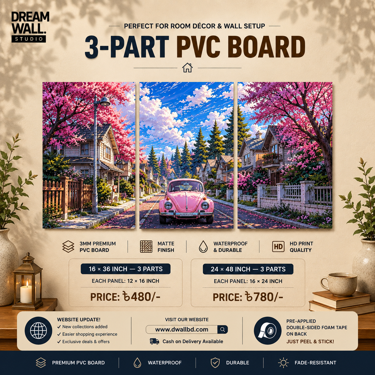 3 Part PVC Wallboard Set | Dream Wall Studio