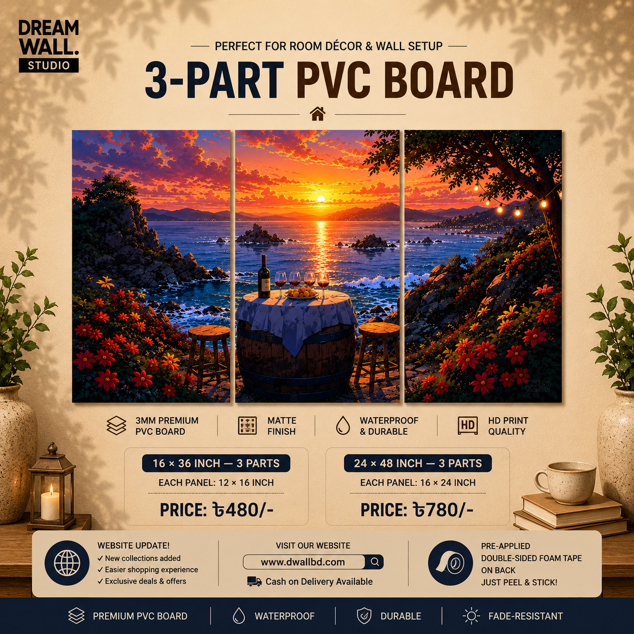 3 Part PVC Wallboard Set | Dream Wall Studio