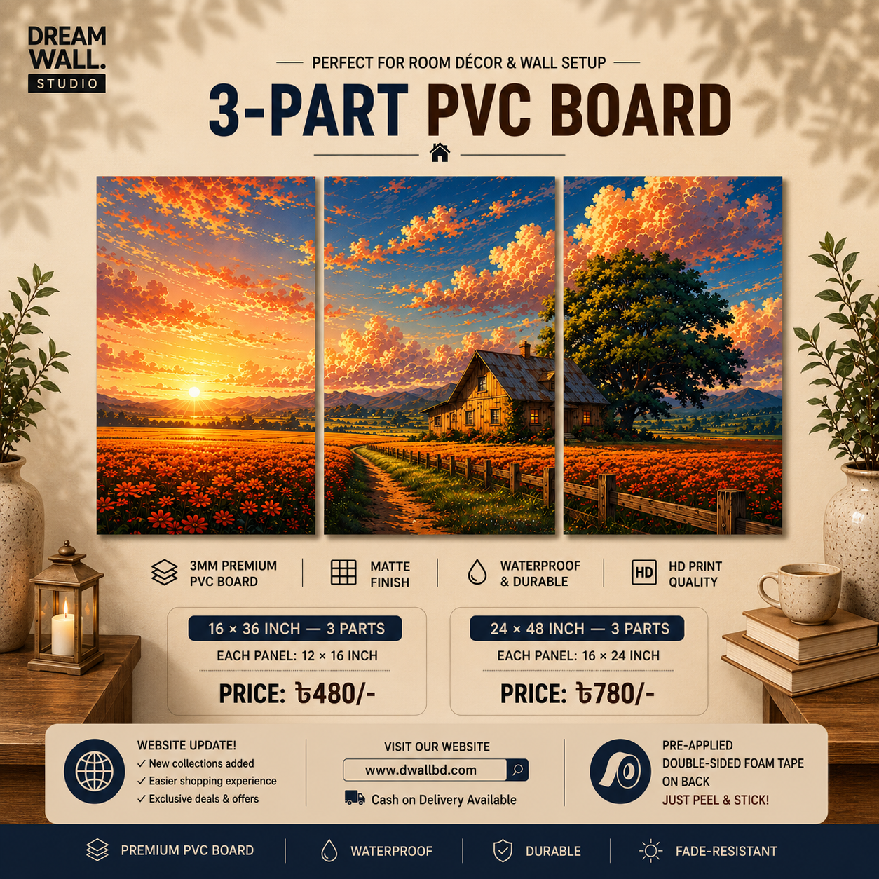 3 Part PVC Wallboard Set | Dream Wall Studio