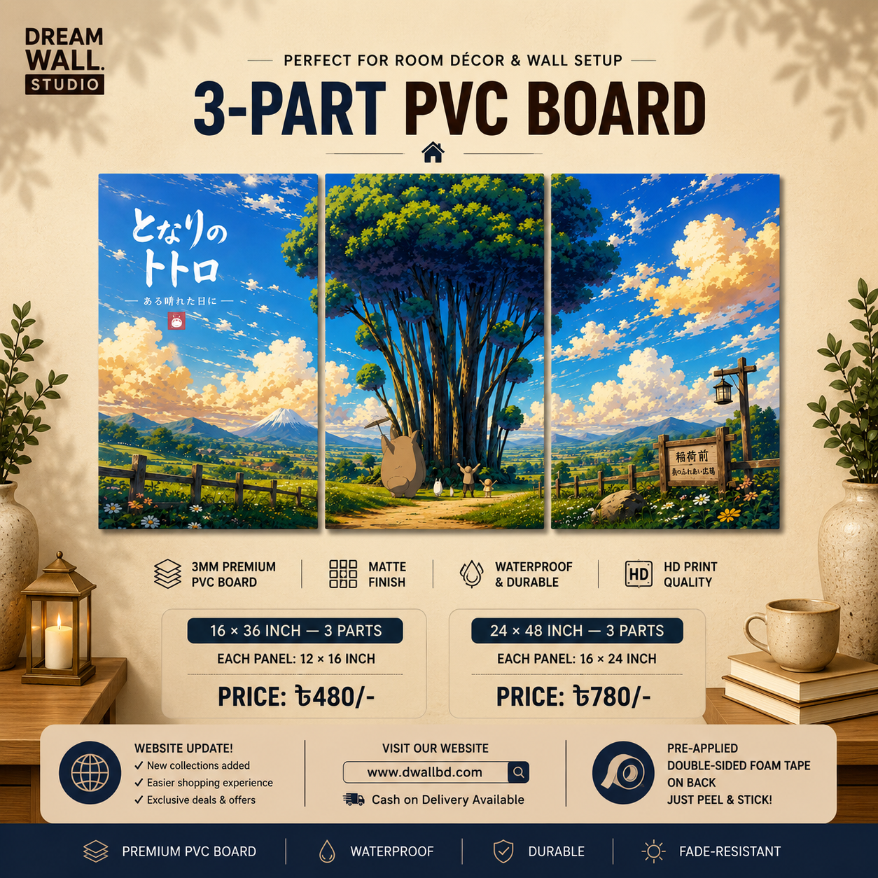 3 Part PVC Wallboard Set | Dream Wall Studio
