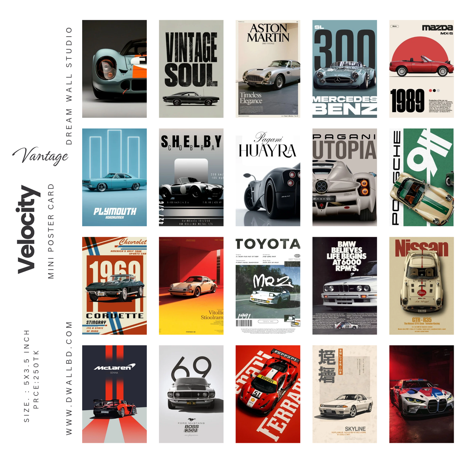 Vintage Velocity Mini Poster Card Pack