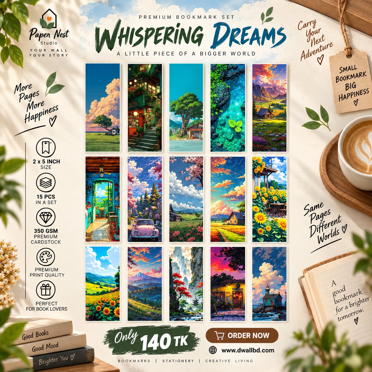 Whispering Frames Bookmark Pack | 15 Pcs