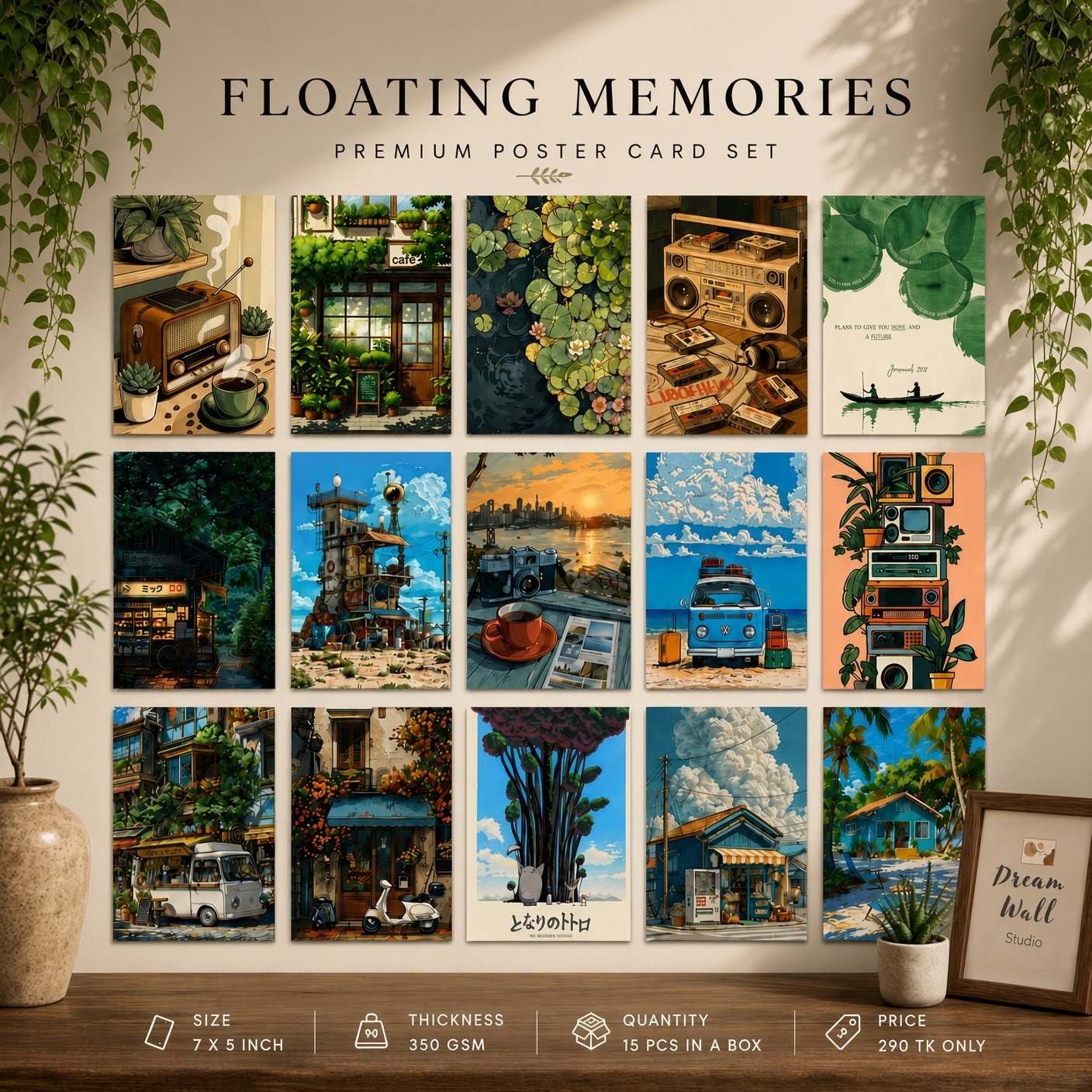 Floating Memories Poster Card Pack – ১৫ পিস পোস্টার কার্ড সেট