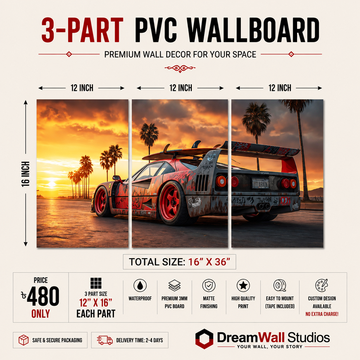 3 Part PVC Wallboard Set | Dream Wall Studio
