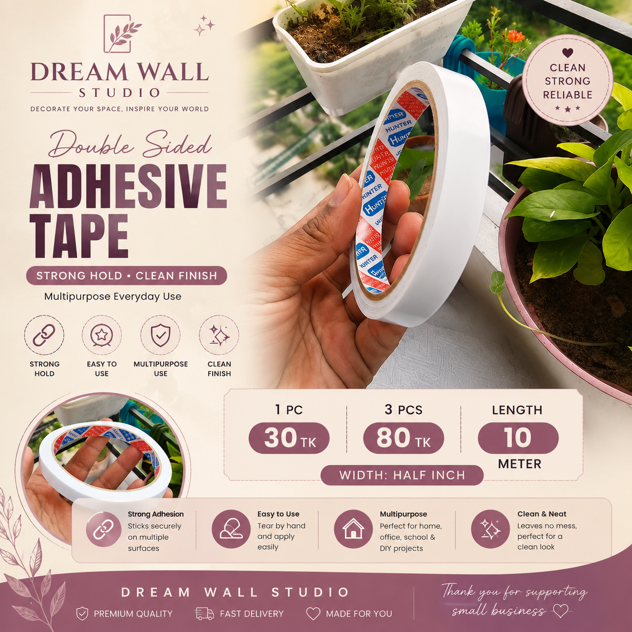 Half Inch Double-Sided Tape