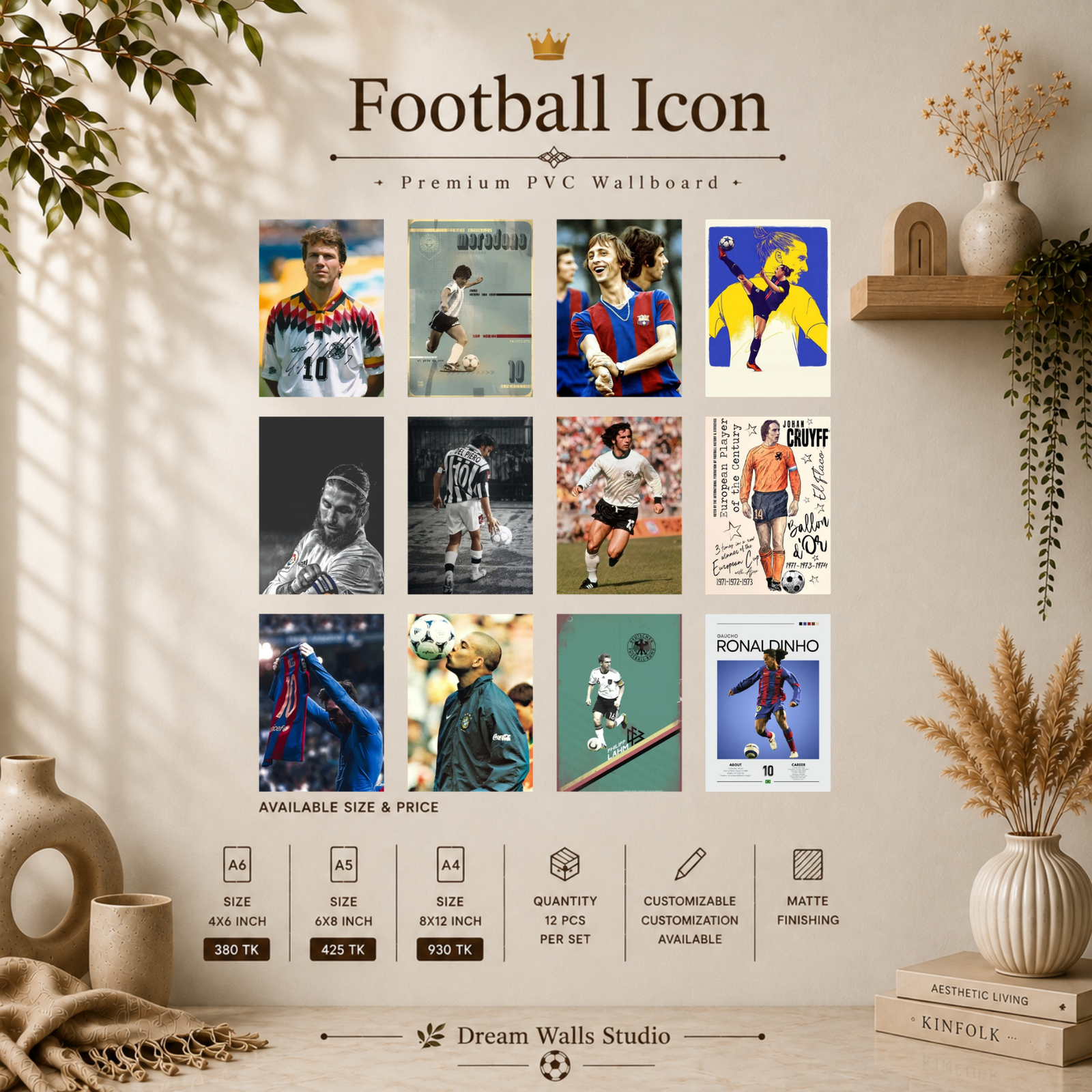 Football Icons  PVC Wallmate | 12pcs set