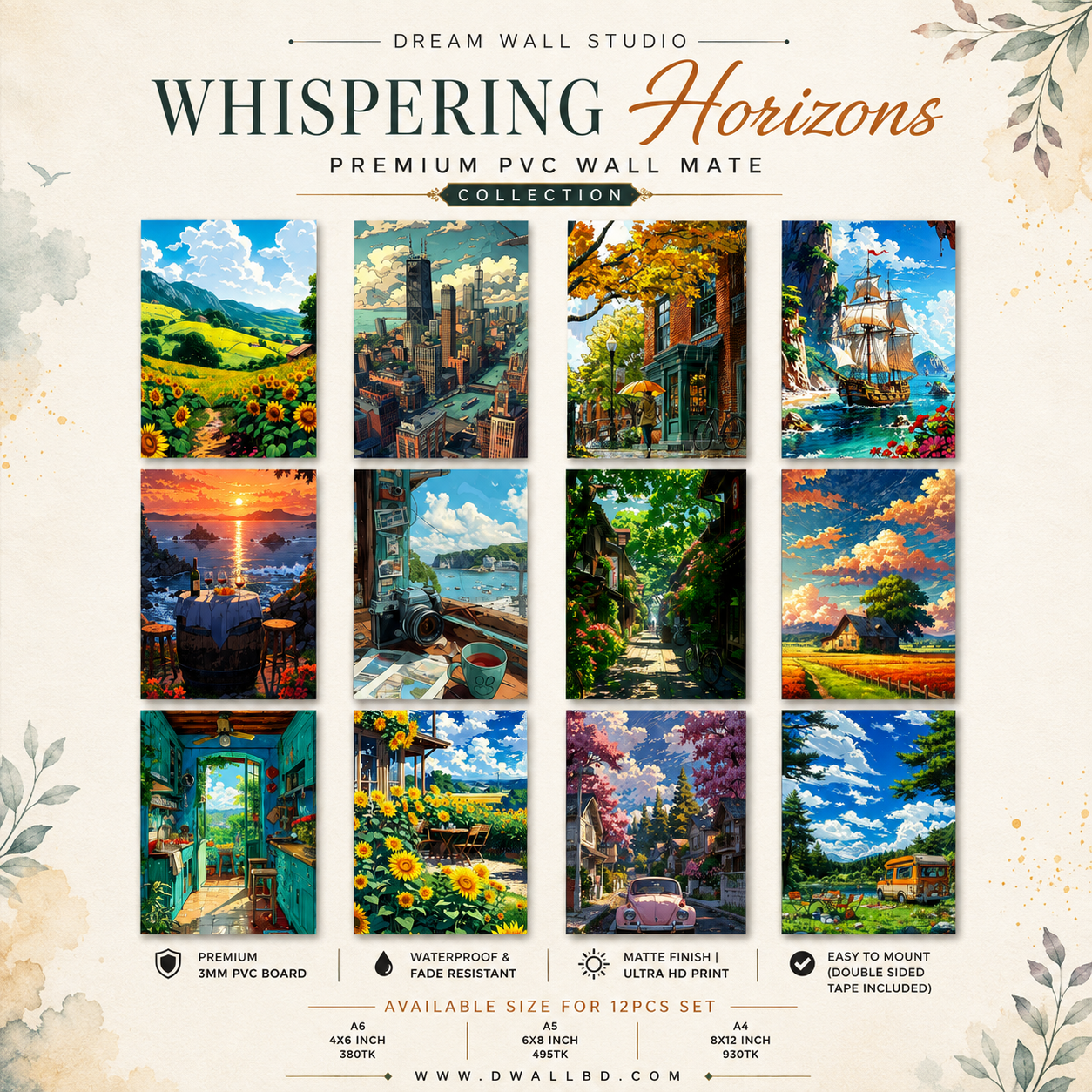 Whispering Horizons PVC Wallmate | 12pcs set