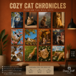 Cozy Cat Chronicles 12 Pcs PVC Wallmate set – cat wall decor